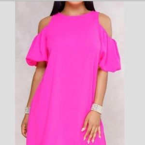 Hot Pink Cold Shoulder Dress